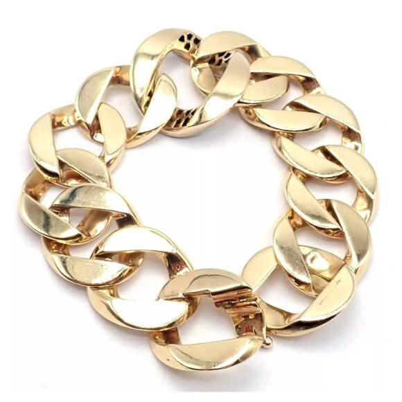 Rare Vintage Tiffany & Co 14k Yellow Gold Diamond Large Heavy Curb Link Bracelet - Picture 11 of 15